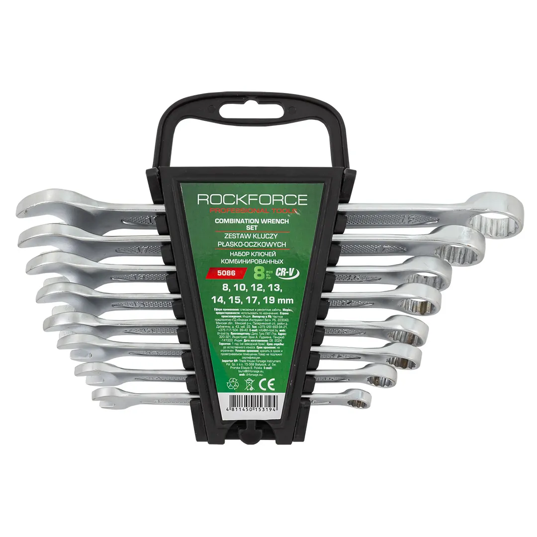 Ключи комбинированные, набор 8пр. (8, 10, 12-15, 17, 19мм) RockFORCE RF-5086
