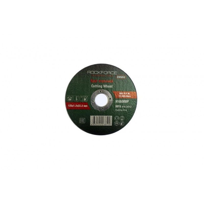 Круг отрезной по металлу + нержавейка 125x1.0x22.2 мм.  Rock FORCE RF-CW705S