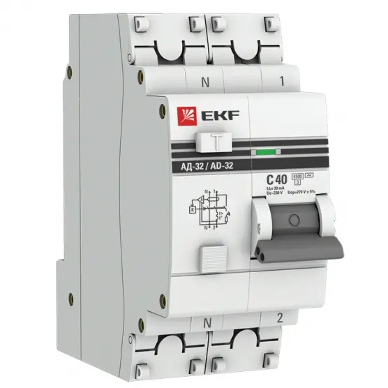 АД-32 1P+N 40А (С) 30мА тип (АС) эл. 4,5кА PROxima  EKF DA32-40-30-pro
