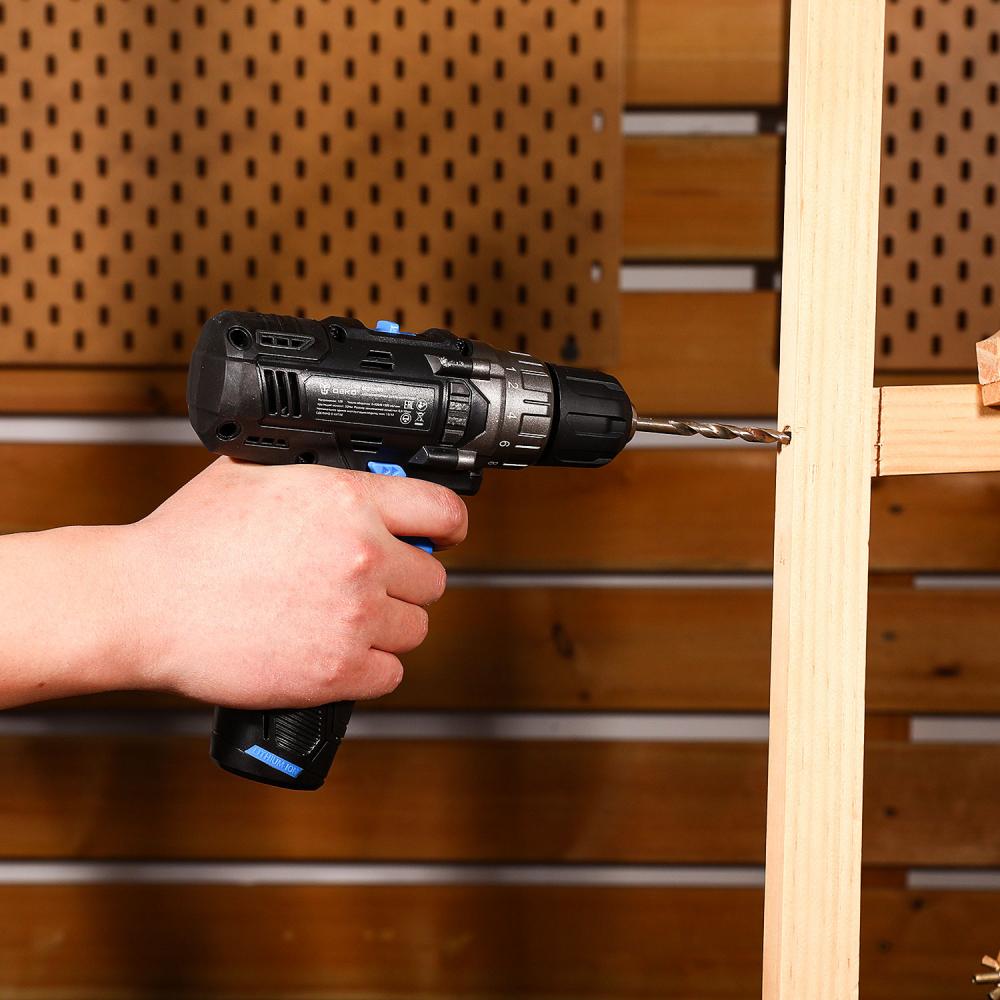 Дрель-шуруповерт аккумуляторная , 12В, 1АКБ 1,5 А/ч, 32 Нм, 0-400/0-1500 об/мин, сталь/дерево: 10/25 мм, DEKO ZKCD12 084-1008