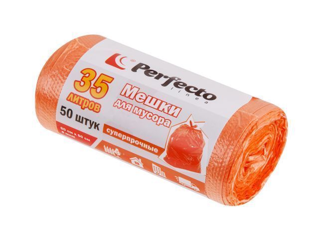 Мешки для мусора суперпрочные, 35 л, 50 шт. (Тип дна: звезда.) PERFECTO LINEA 46-141020