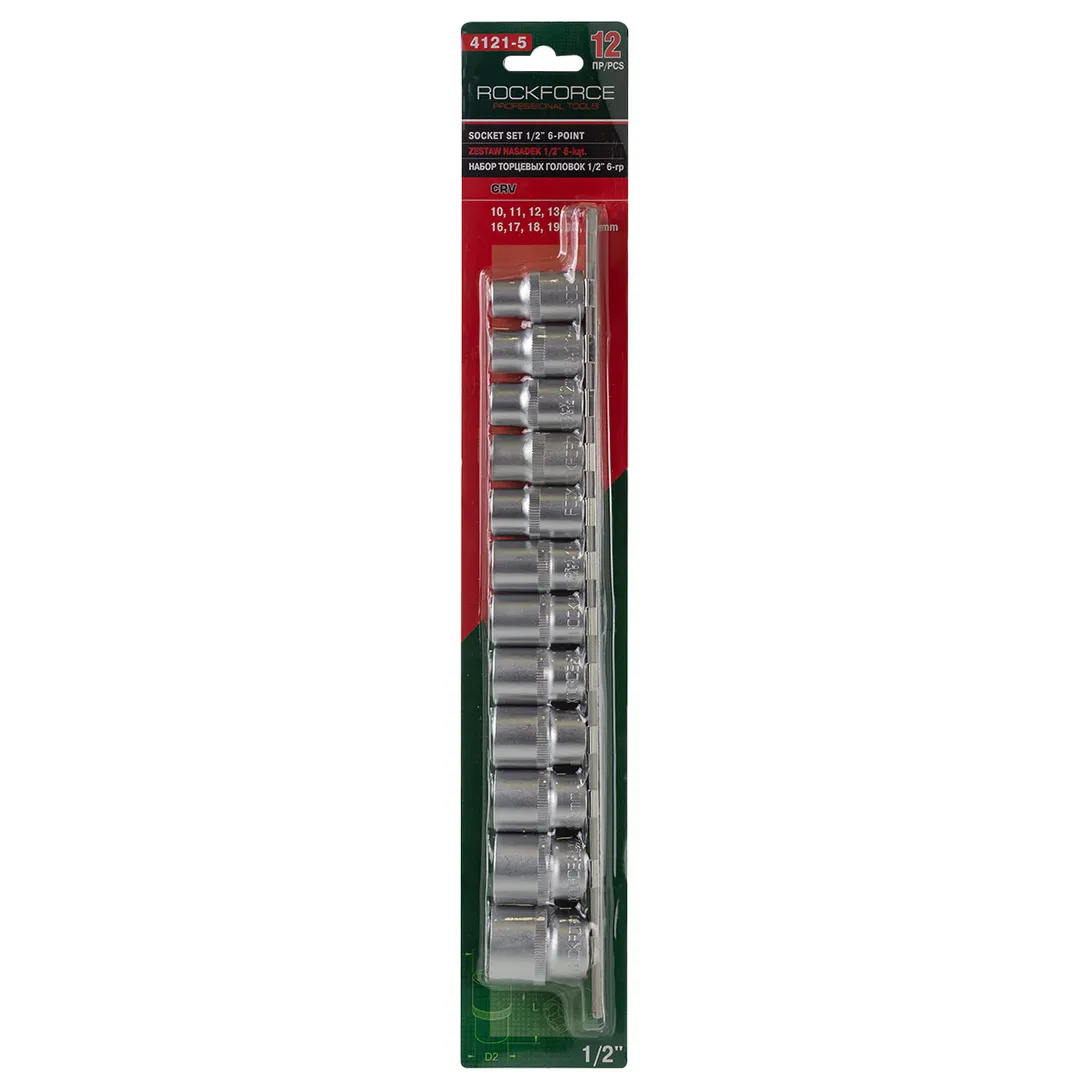 Набор головок 12пр. 1/2" 6гр. 10-24мм, Rock FORCE RF-4121-5