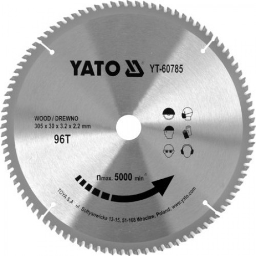 Диск пильный с напаянными зубцами из твердых сплавов 305/30 96T  ...YATO YT-60785