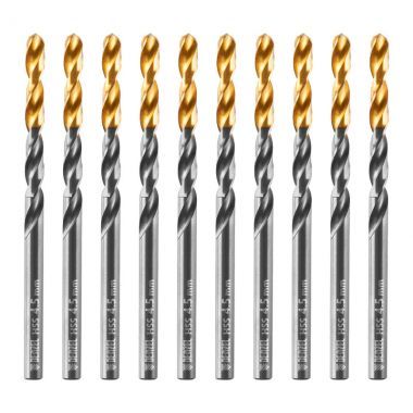 Сверло по металлу, 4.5 мм, HSS-Tin, Golden Tip, 10 шт.  DENZEL 717211