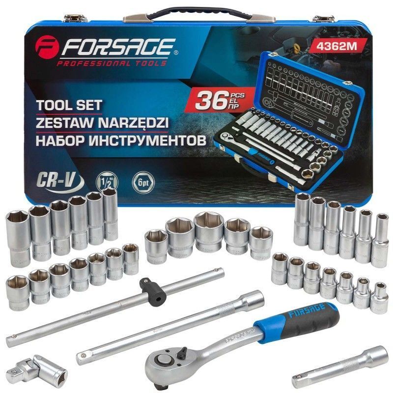 Набор инструментов 36пр. 1/2" 6pt Forsage F-4362M