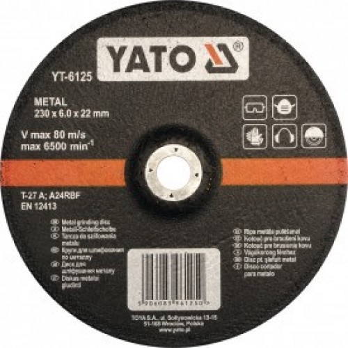 Круг для шлифования металла 230x6.0x22mm  YATO YT-6125