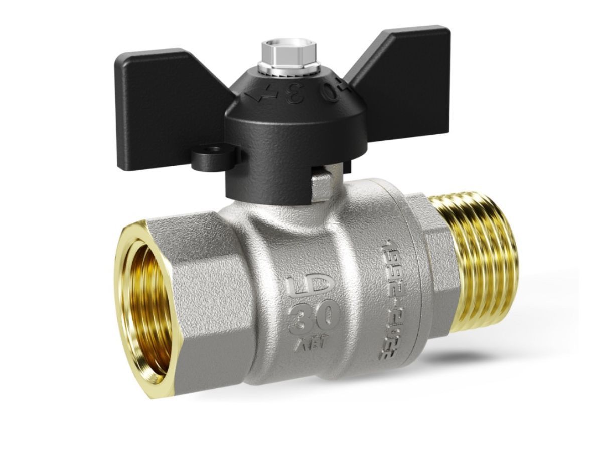 Кран шаровый 1 1/4" нар.-вн. бабочка PN 25 LD LD.47.121.1.32.M02