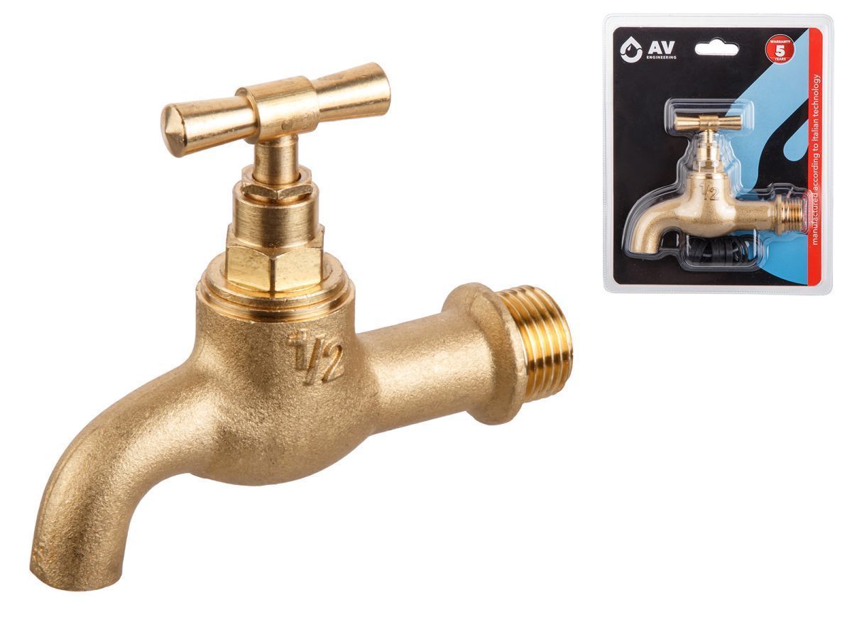 Кран водоразборный 1/2" нар. настенный, (вход 1/2") AV Engineering AVE168000
