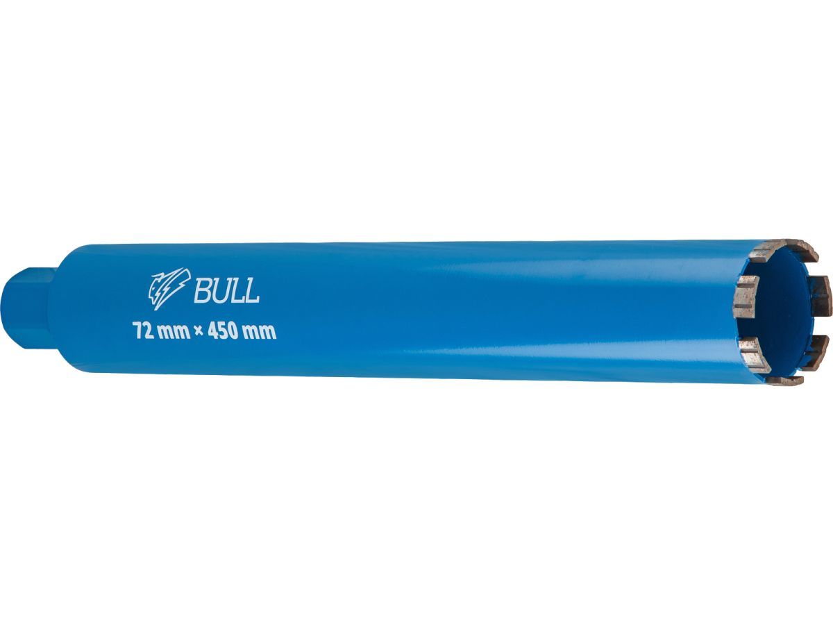 Коронка алмазная d 72мм железобетон L450мм, микроудар, сухое сверление BULL 2329232
