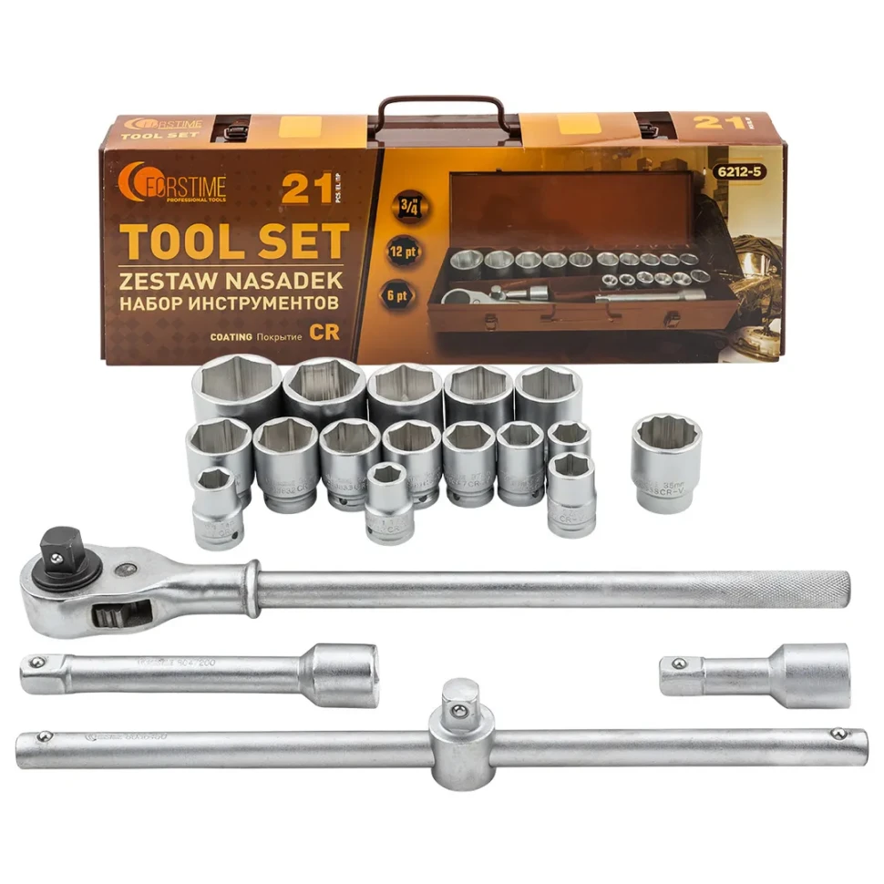 Набор инструментов 21пр. 3/4" 6гр 12гр  FORSTIME FT-6212-5