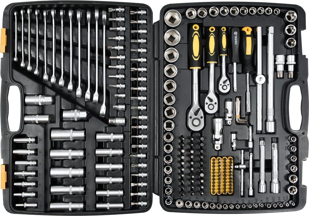 Набор инструмента 1/2", 3/8", 1/4" (216пр.) CrV VOREL 58700