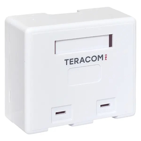 Корпус настенной розетки TERACOM PRO на 2 модуля Keystone со шторками и маркерами белый EKF TRP-EBOX-2KSTN-WH
