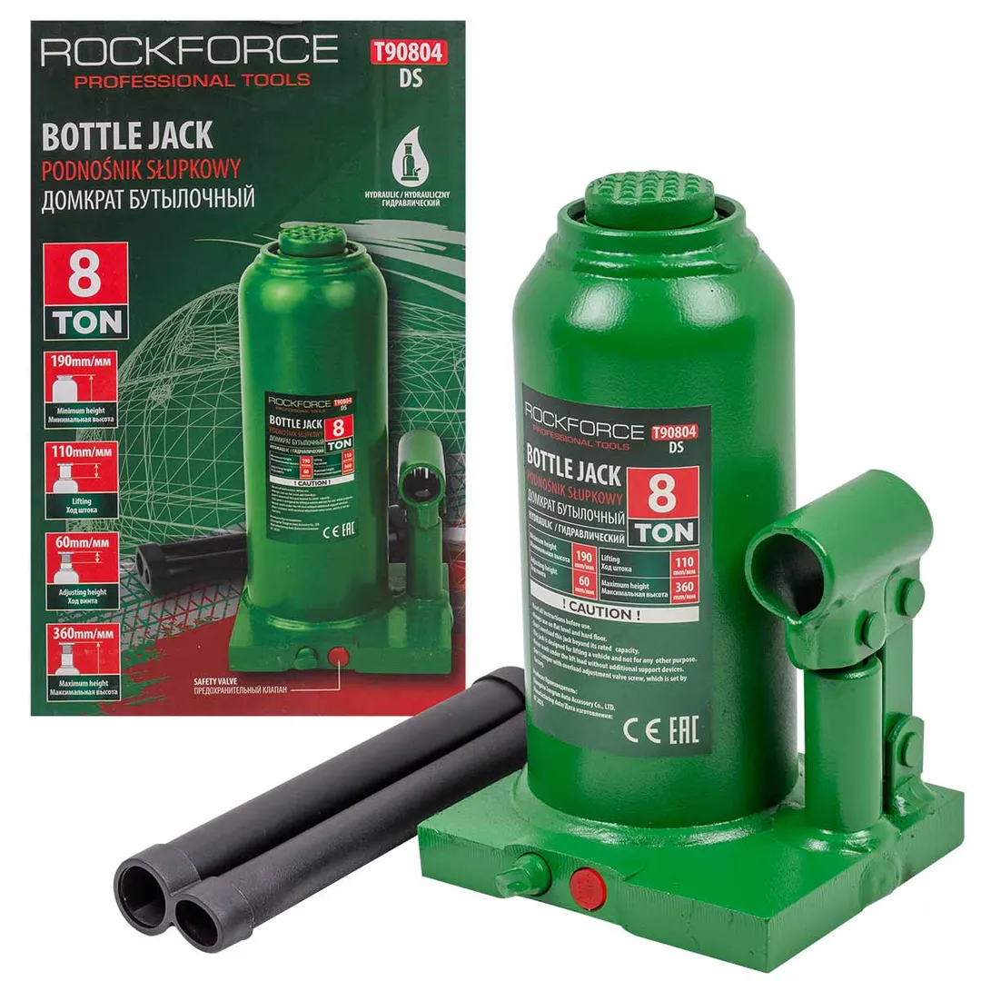 Домкрат бутылочный 8т (h min 200мм, h max 400мм)  Rock FORCE RF-T90804(DS)