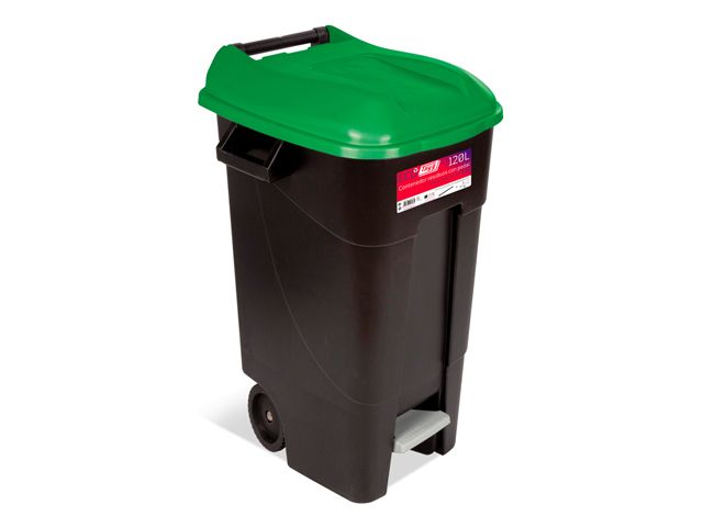 Контейнер для мусора пластик. 120л с педалью (зелен. крышка)  ...TAYG 423031