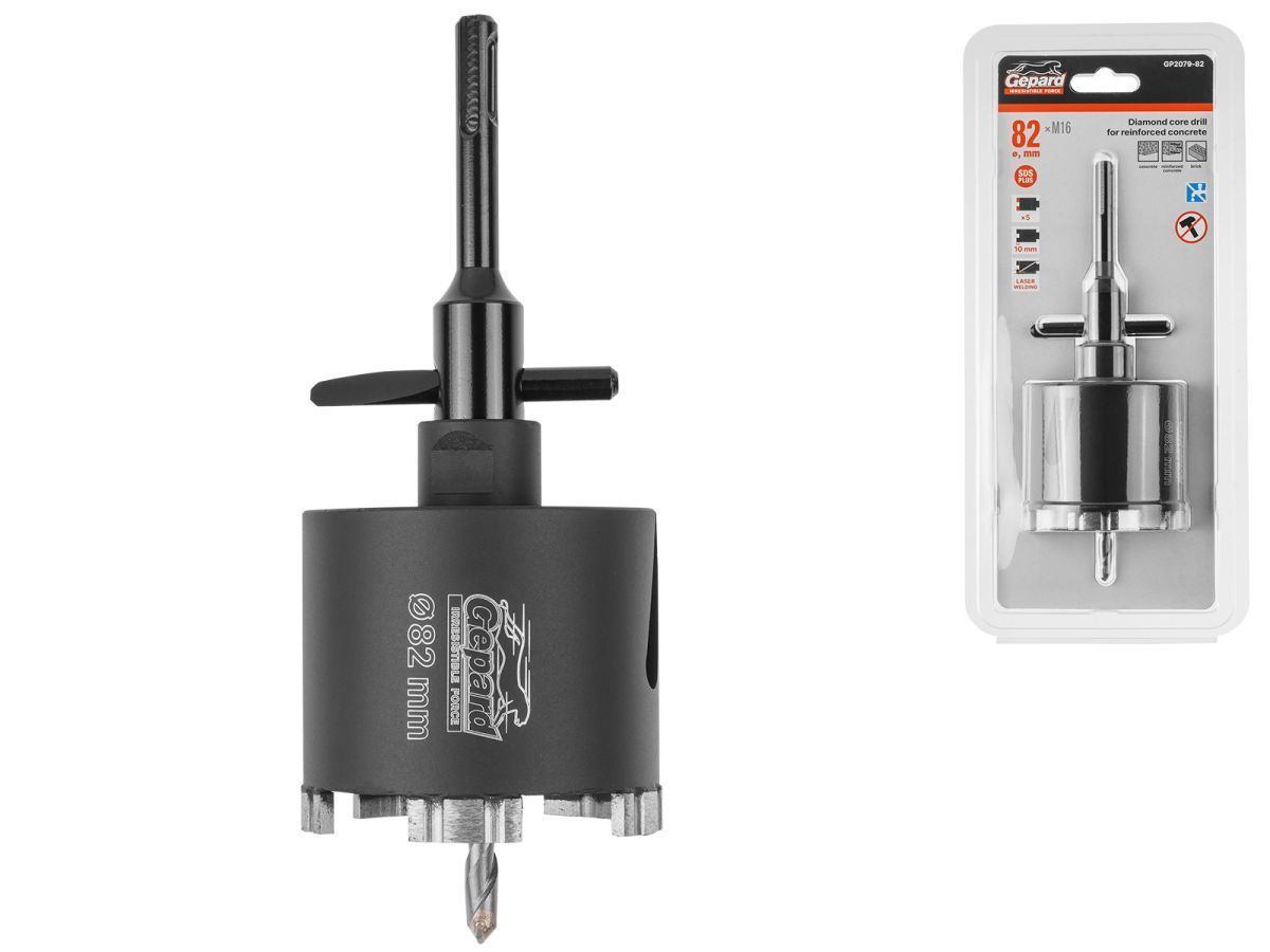 Коронка алмазная d 82мм железобетон (GP2079-82) (безударная) GEPARD GP2079-82