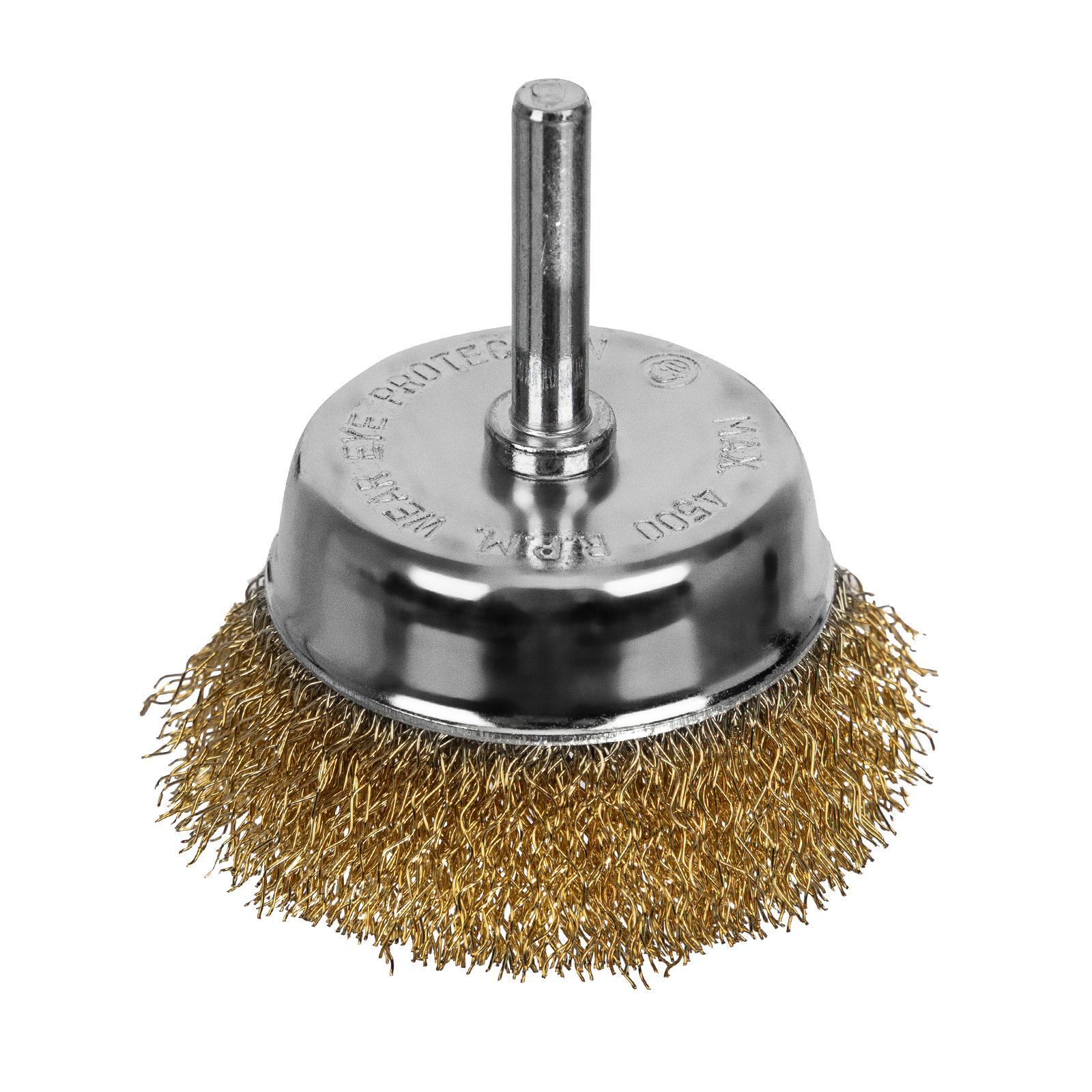 Щетка для дрели, 65 мм, "чашка" со шпилькой, латунированная витая проволока Matrix 74477