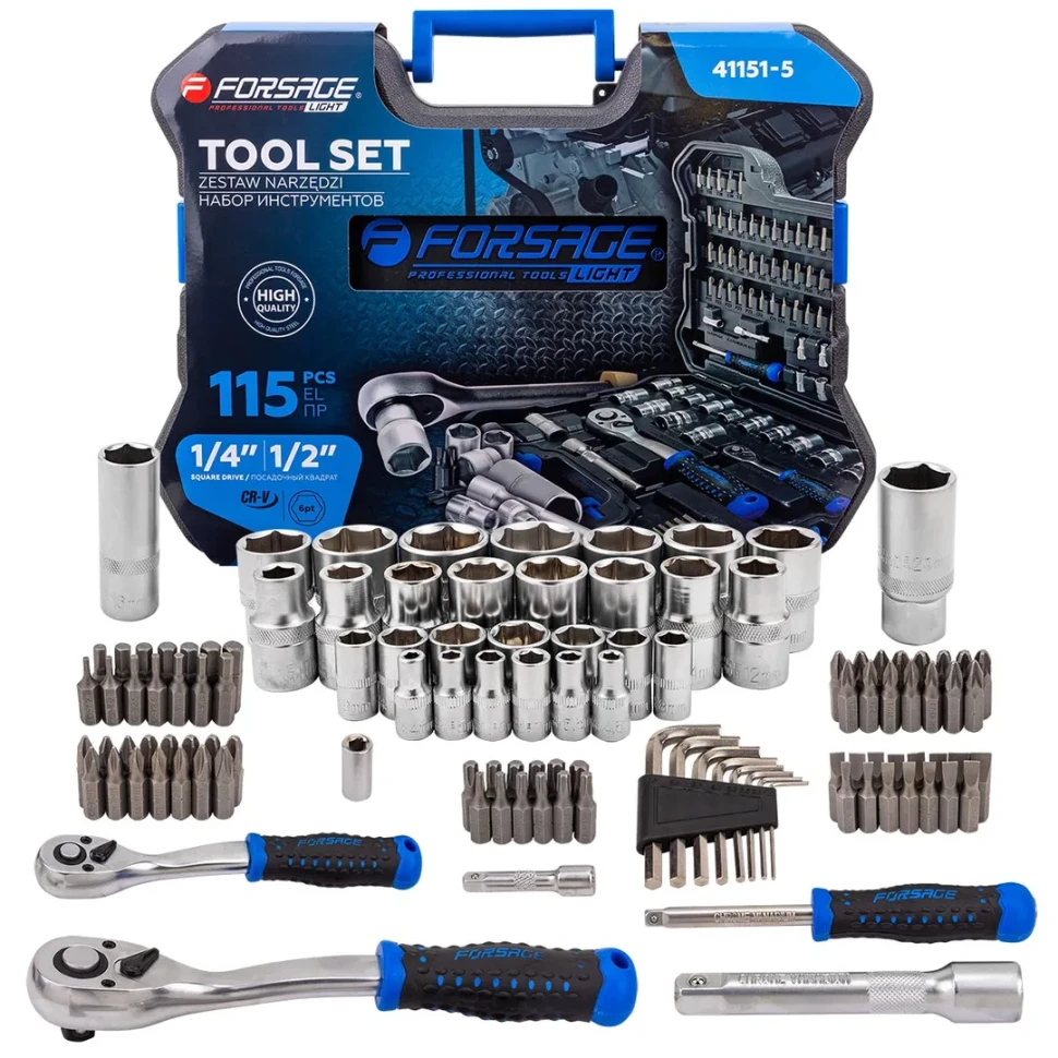 Набор инструментов 115пр. 1/4'', 1/2''(6гр.)  LIGHT Forsage F LIGHT-41151-5