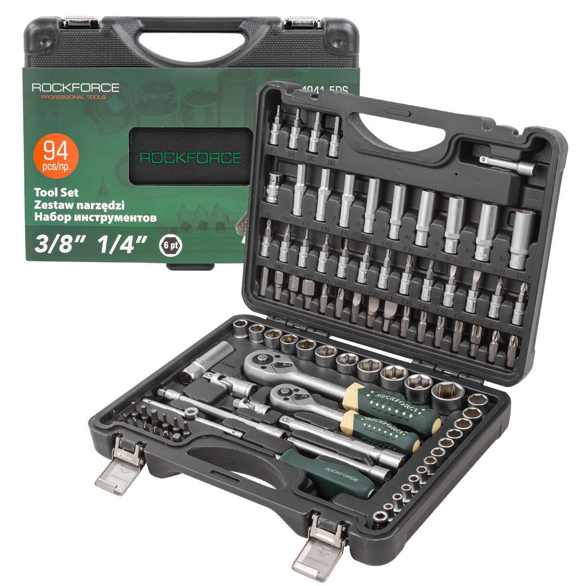 Набор инструментов 94 пр. 1/4" 3/8"(6гр)(4-22мм) Rock FORCE RF-4941-5DS