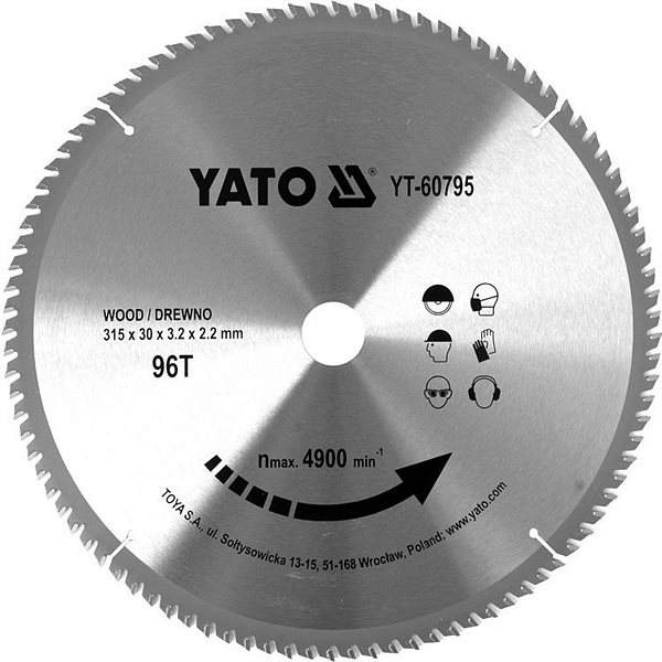 Диск пильный с напаянными зубцами из твердых сплавов 315/30 96T  ...YATO YT-60795