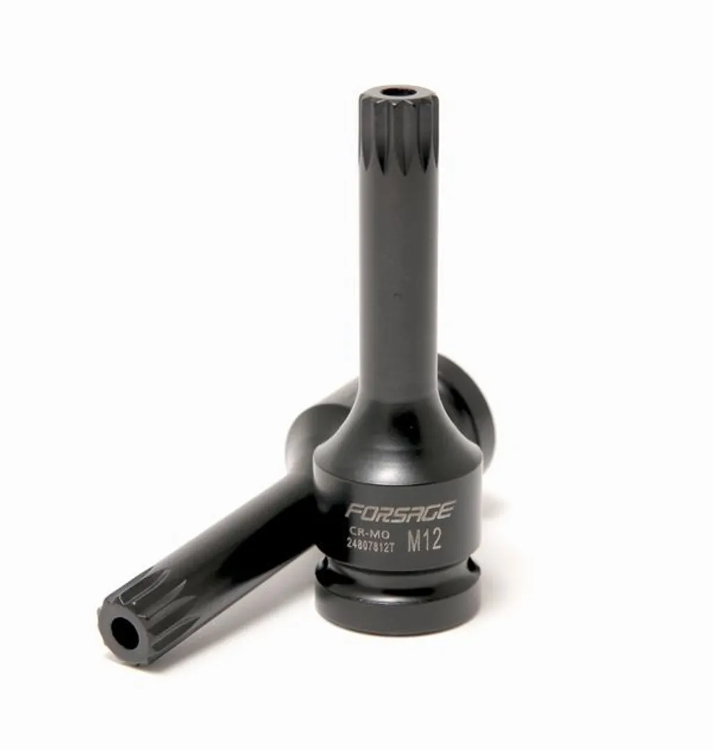 Головка-бита SPLINE глубокая ударная 1/2", M10 с отверстием Forsage F-24807810T
