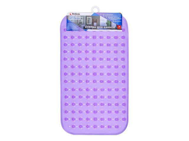Коврик для ванной, прямоугольный с пузырьками, 67х37 см, фиолетовый  ...PERFECTO LINEA 22-267375