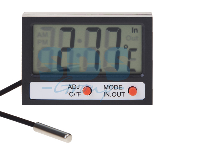 Термометр электронный комнатно-уличный с часами  REXANT 70-0505