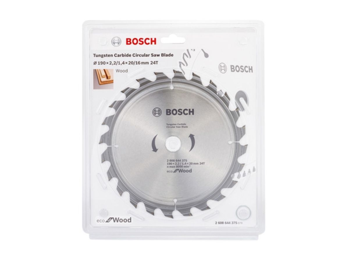 Диск пильный по дереву, 190х20 мм, 24 зуб., ECO WOOD, BOSCH 2608644375