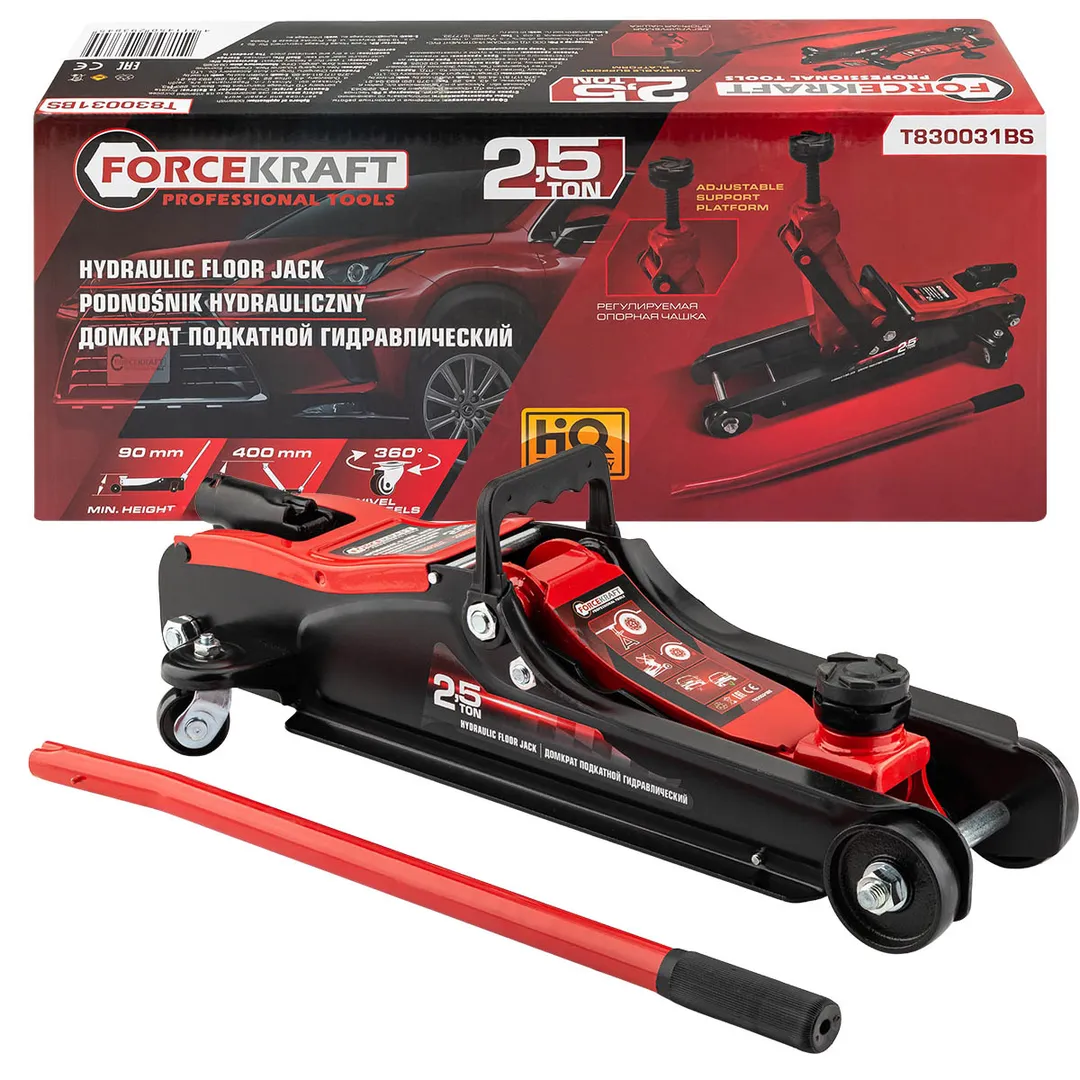 Домкрат подкатной гидравлический 2.5т.  FORCEKRAFT FK-T830031BS