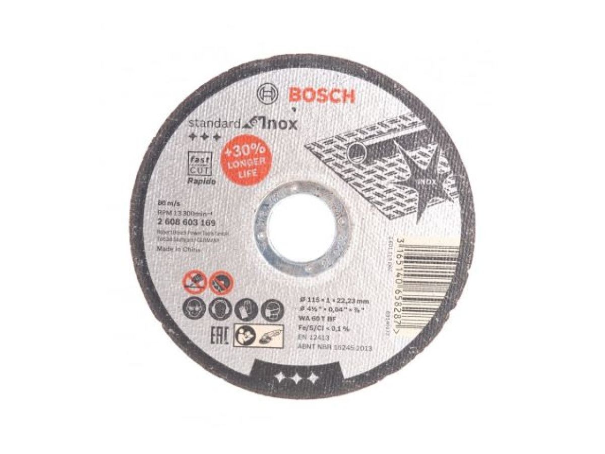 Круг отрезной 115х1.0x22.2 mm для нерж. стали Standard BOSCH 2608603169