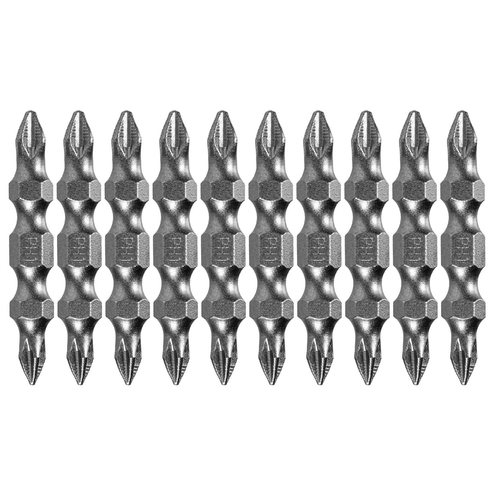 Набор бит двухстор., PH2-PH1х45 mm, сталь S2, 10шт. DENZEL 11674