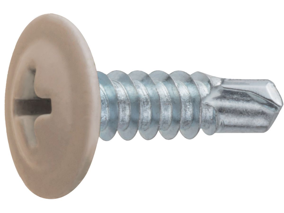 Саморез 4.2х16 mm с прессшайбой, цинк, со сверлом, RAL 1014 (500 шт) ( слоновая кость) STARFIX SMC1-30952-500