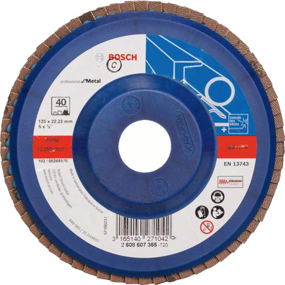 Круг лепестковый 125х22.2 мм K40 Expert for Metal (плоский)  BOSCH 2.608.607.365