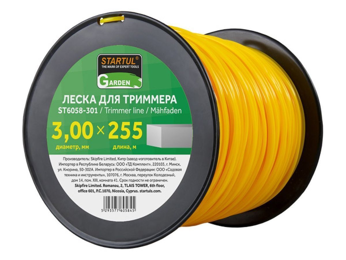 Леска ф 3.0 mm х 255 м квадратное сечение GARDEN STARTUL ST6058-301