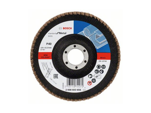 Круг лепестковый 125x22.2 mm K40 конический STANDARD FOR METAL BOSCH 2608603656