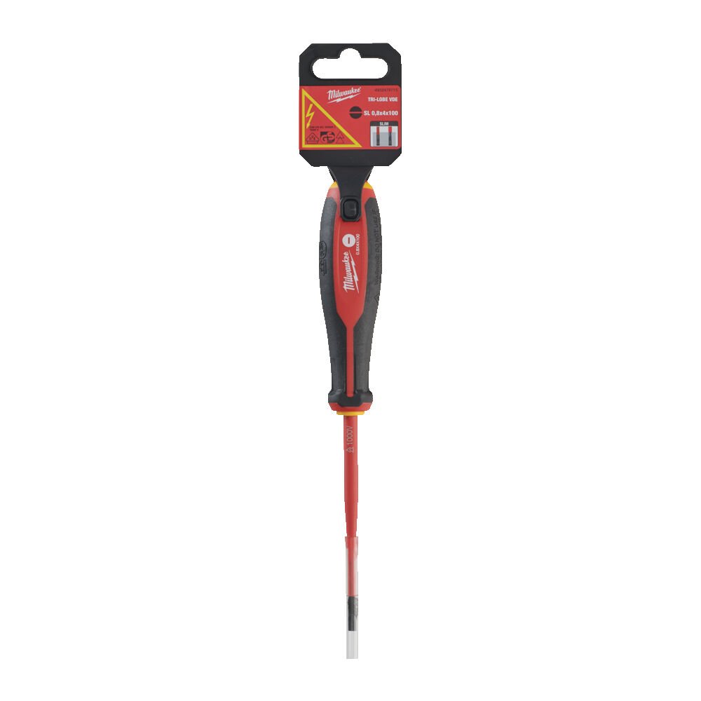 Отвертка диэлектрическая VDE SL 0.8x4 x100 трехгранная рукоятка MILWAUKEE 4932478715