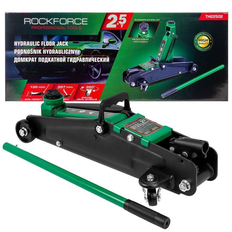 Домкрат подкатной гидравлический 2.5т (h min 135мм, h max 387мм) RockFORCE RF-TH22502