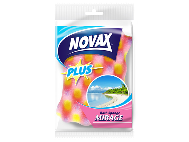 Губка банная Mirage 1шт NV Plus, материал: пенополиуретан, цвет: трехцветная,  ...NOVAX 0526NVP