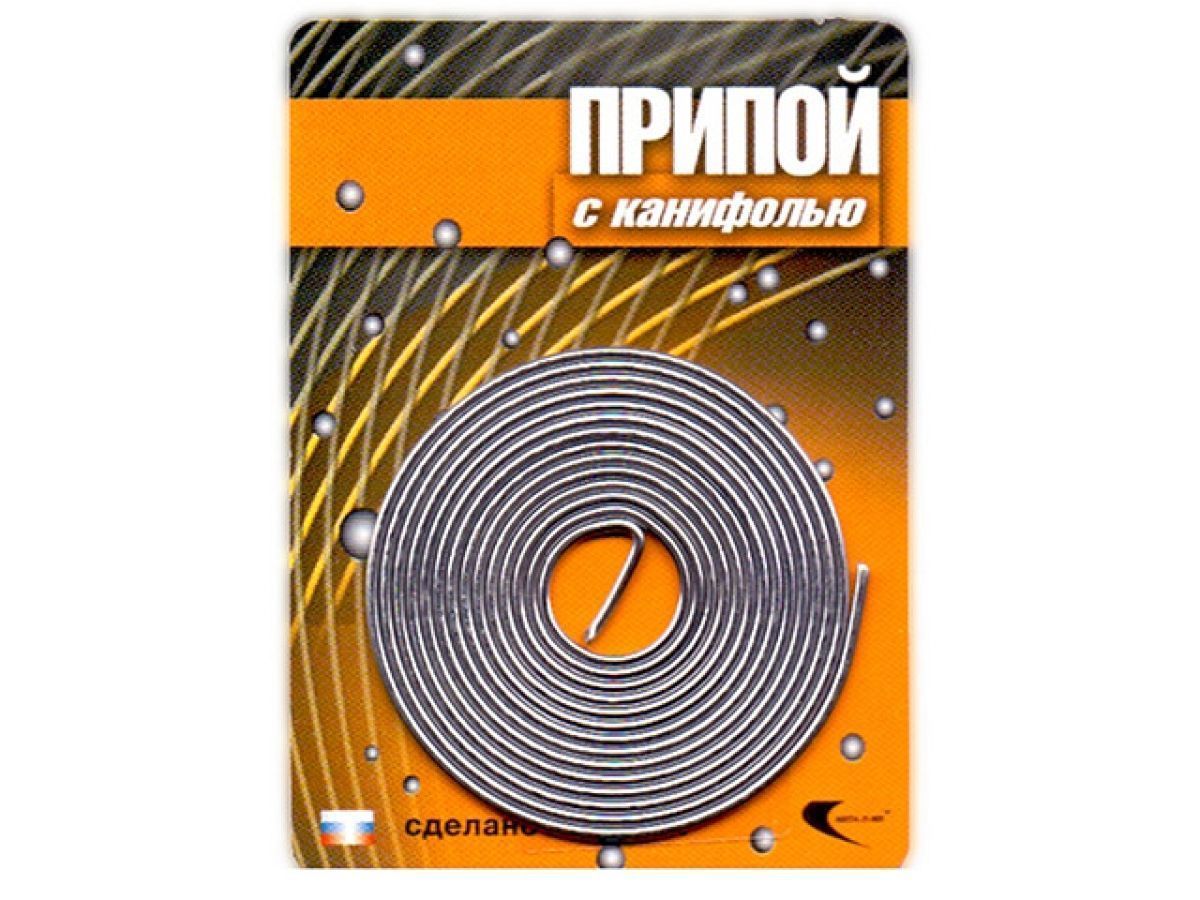 Припой ПОС 61 трубка, спираль ф1mm, с канифолью, длина 1м Векта 30305