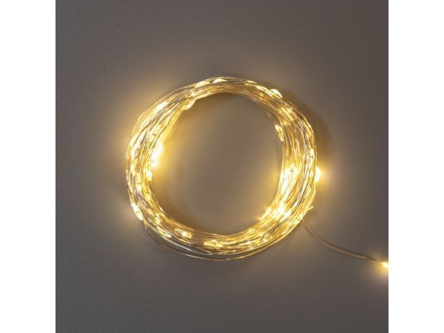 Гирлянда "Роса" 10м, 100LED, IP44, цвет свечения теплый белый (С пультом управления, 8 режимов. Тип питания: батарейки 3хАА) NEON-NIGHT 303-256