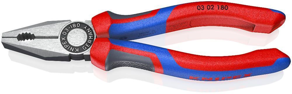 Плоскогубцы комбинированные, L-180 мм, чёрные, 2-комп. рукоятки  KNIPEX 0302180