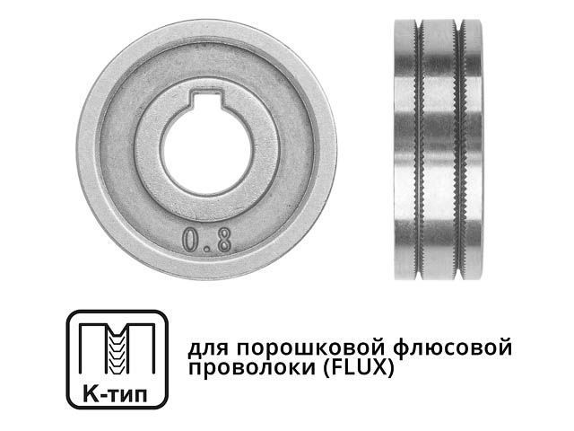 Ролик подающий ф 30/10 mm, шир. 10 mm, проволока ф 0.8-1.0 mm (K-тип) (для флюсовой (FLUX) проволоки...SOLARIS WA-2438