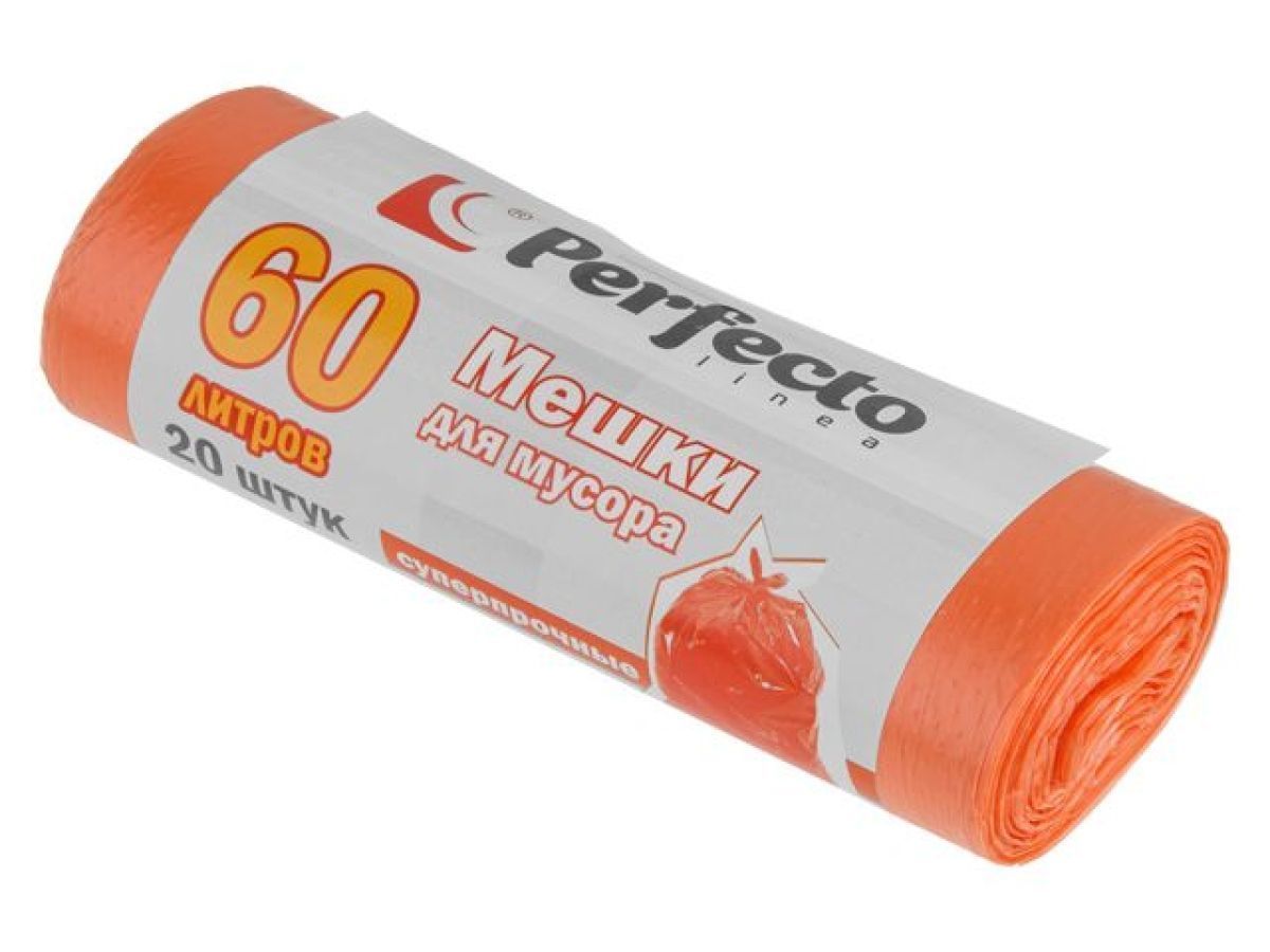 Мешки для мусора суперпрочные, 60 л, 20 шт. (Тип дна: звезда.) PERFECTO LINEA 46-141330