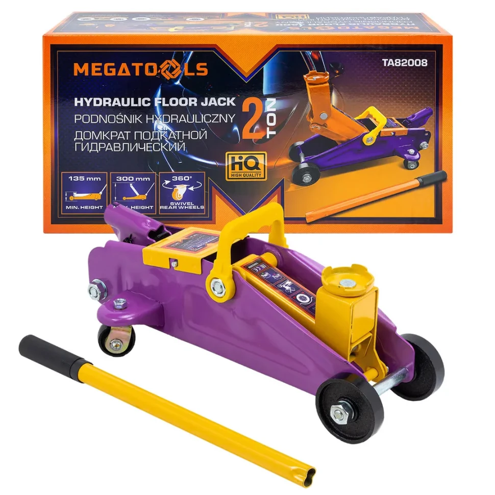 Домкрат подкатной гидравлический 2т (h min 135мм, h max 300мм)  MEGATOOLS MT-TA82008