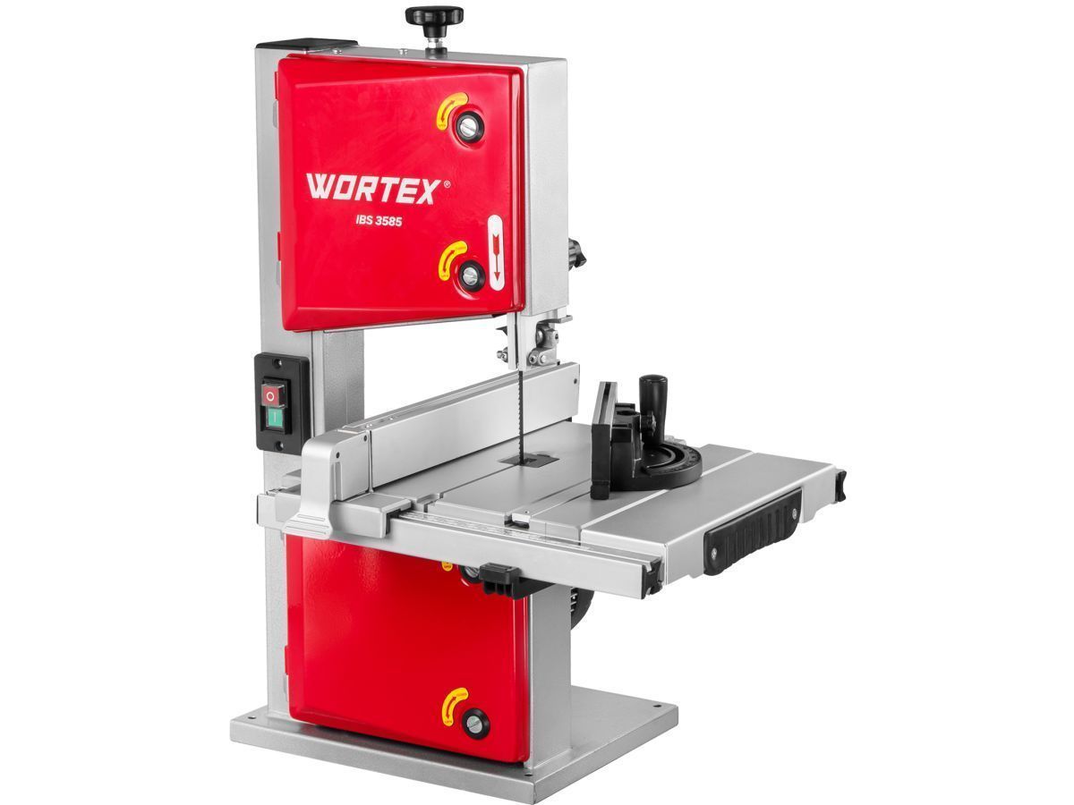 Ленточная пила IBS 3585 в кор. 350 Вт, 80 мм, 900 м/мин (Асинхронный двигатель, регулировка наклона стола, расширитель) WORTEX 2335135