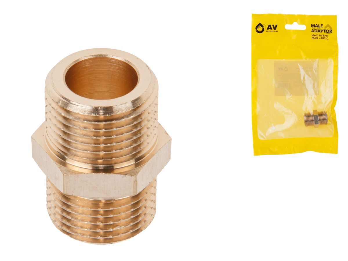 Ниппель 3/8" нар.-нар.  AV Engineering AVE303015
