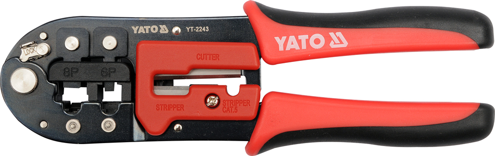 Пресс-клещи для обжима и зачистки кабеля (RJ45, RJ11)  YATO YT-2243
