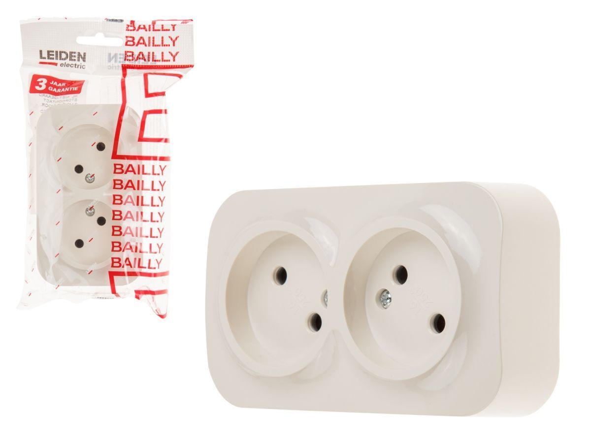 Розетка 2-ая (открытая, б/з) бежевая, Bailly LEIDEN ELECTRIC 8760908060262