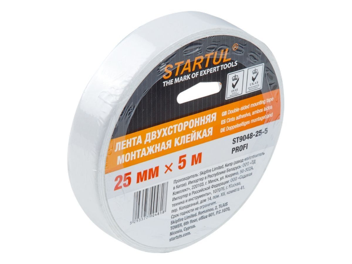 Лента двухсторонняя монтажная клейкая 25mmх5м PROFI STARTUL ST9048-25-5
