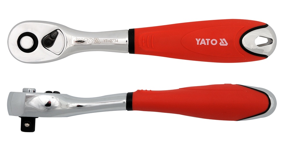 Ключ трещоточный для головок  3/8" T72 (красный) CrV6135  YATO YT-0734