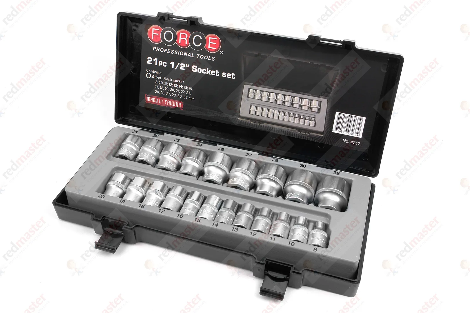 Набор головок 1/2", 8-32мм, 21 пр. 6-гран. Force 4212